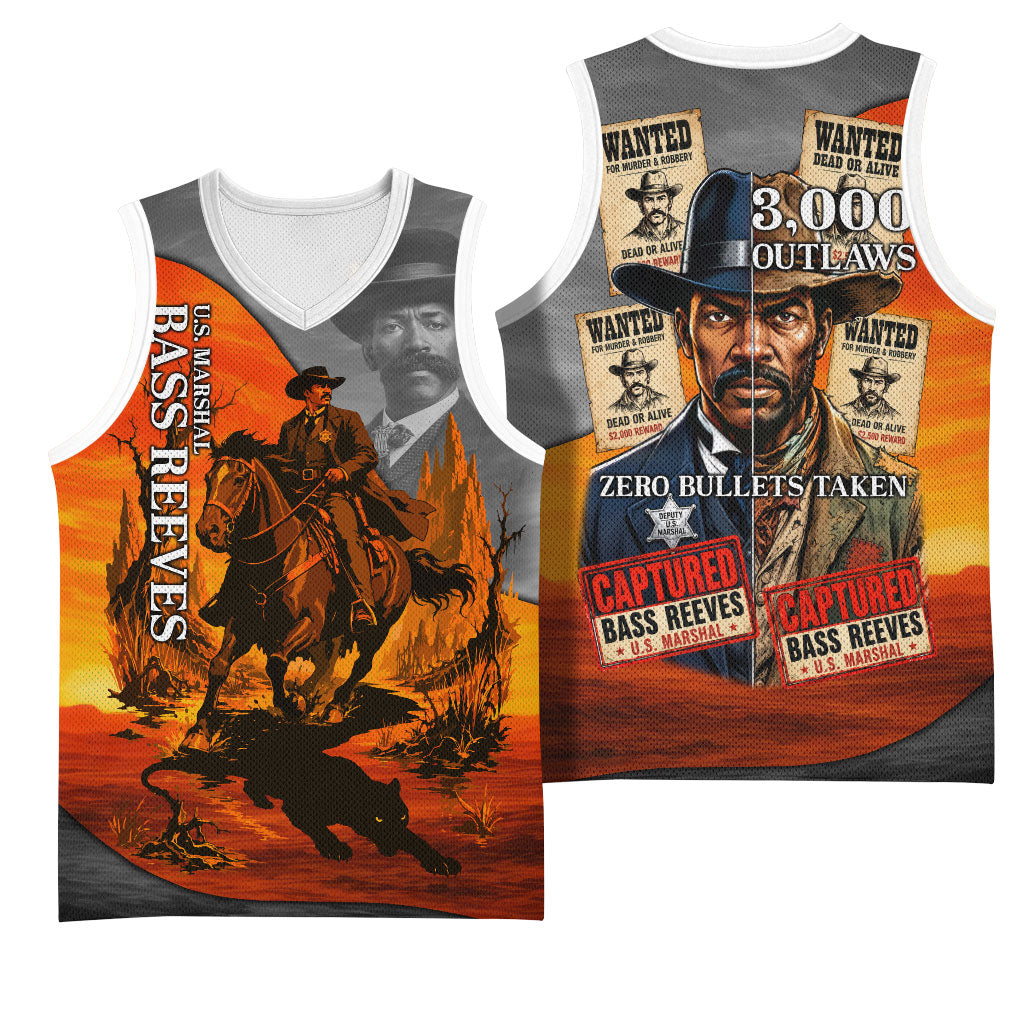 Bass Reeves Basketball Jersey Vintage Black Cowboy Old West Lawman