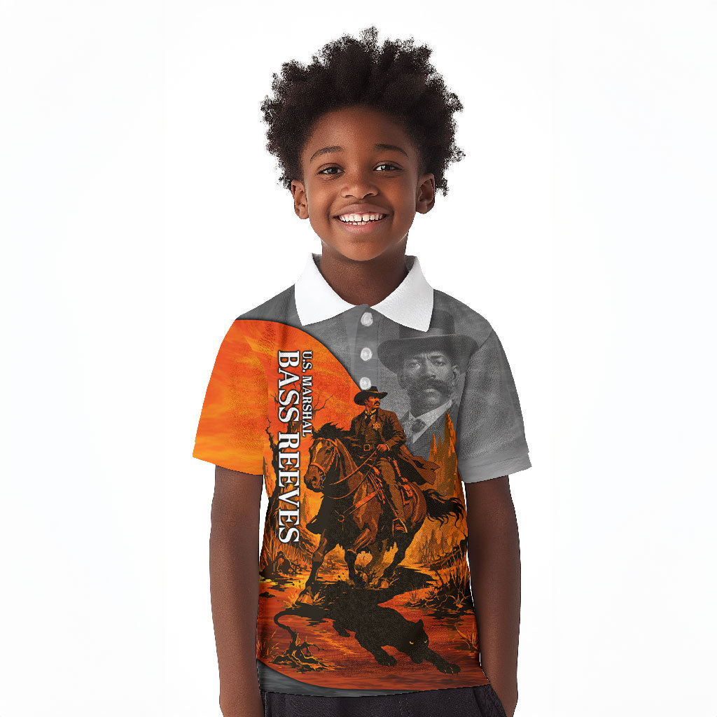 Bass Reeves Kid Polo Shirt Vintage Black Cowboy Old West Lawman