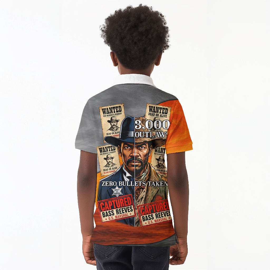 Bass Reeves Kid Polo Shirt Vintage Black Cowboy Old West Lawman