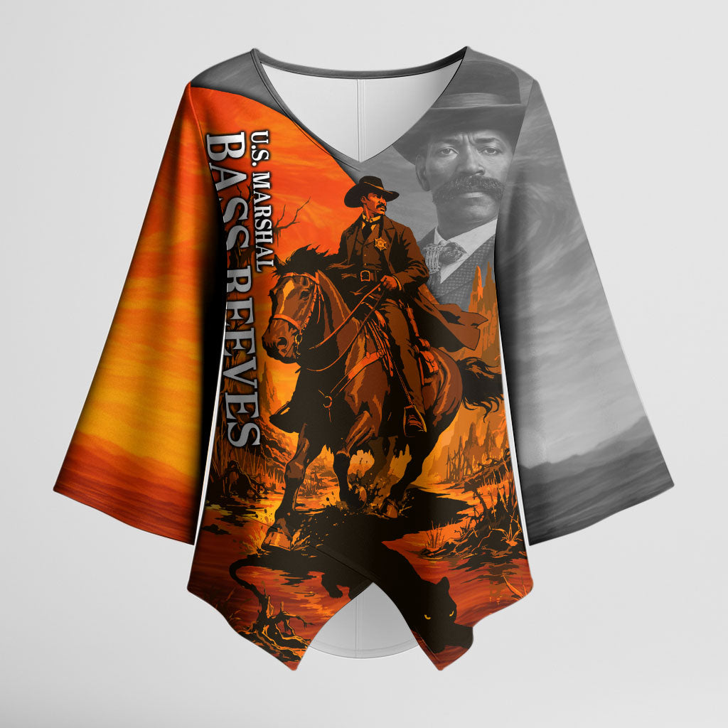 Bass Reeves Kimono Sleeve Blouse Vintage Black Cowboy Old West Lawman