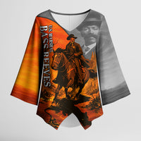 Bass Reeves Kimono Sleeve Blouse Vintage Black Cowboy Old West Lawman
