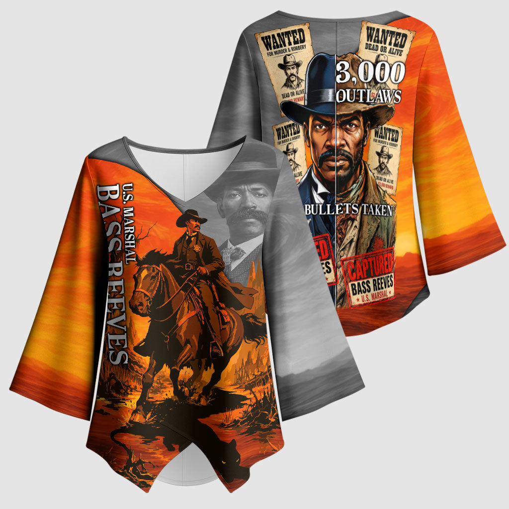 Bass Reeves Kimono Sleeve Blouse Vintage Black Cowboy Old West Lawman