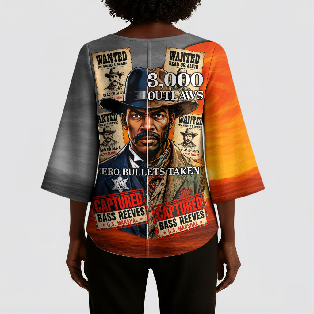 Bass Reeves Kimono Sleeve Blouse Vintage Black Cowboy Old West Lawman