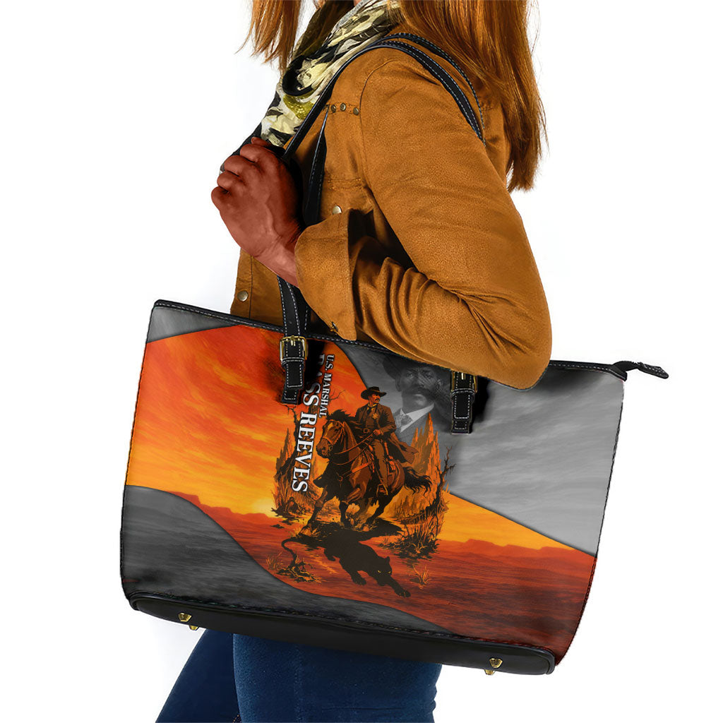 Bass Reeves Leather Tote Bag Vintage Black Cowboy Old West Lawman