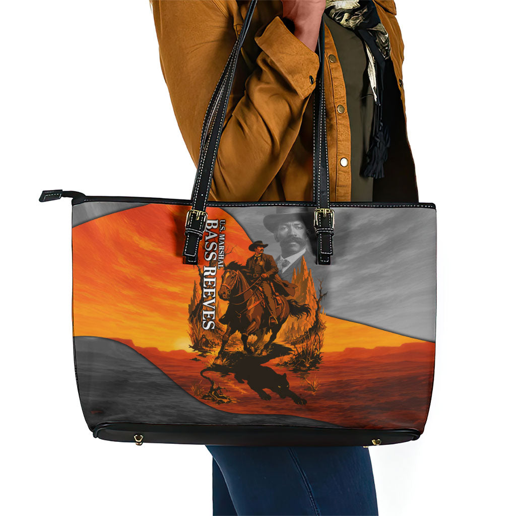 Bass Reeves Leather Tote Bag Vintage Black Cowboy Old West Lawman