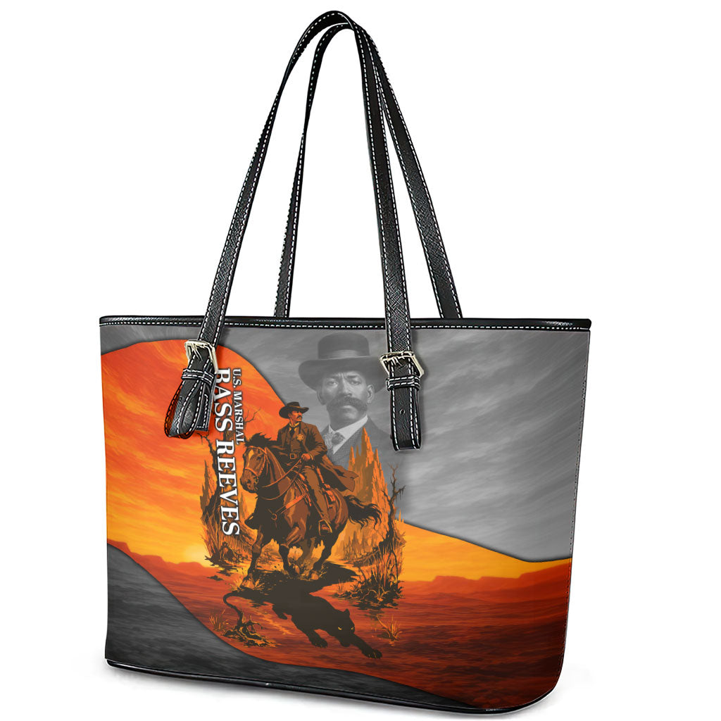 Bass Reeves Leather Tote Bag Vintage Black Cowboy Old West Lawman