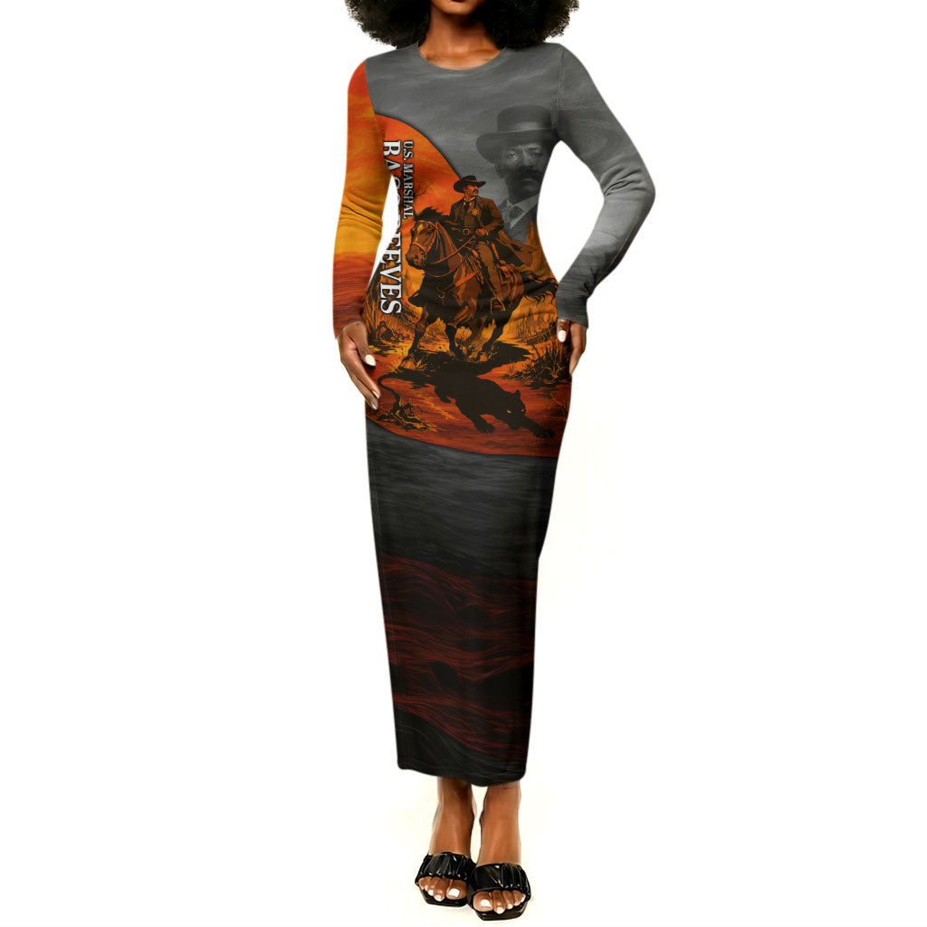 Bass Reeves Long Sleeve Bodycon Dress Vintage Black Cowboy Old West Lawman