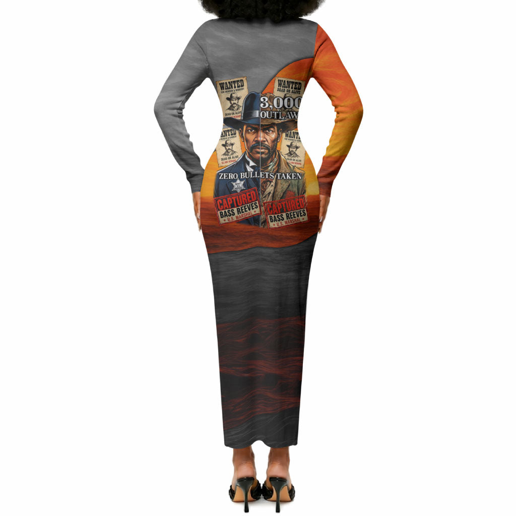 Bass Reeves Long Sleeve Bodycon Dress Vintage Black Cowboy Old West Lawman