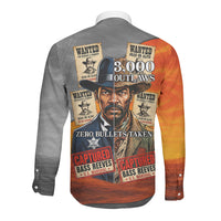 Bass Reeves Long Sleeve Button Shirt Vintage Black Cowboy Old West Lawman