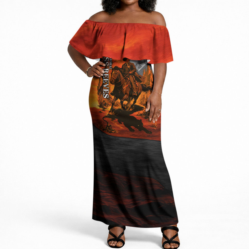 Bass Reeves Off Shoulder Maxi Dress Vintage Black Cowboy Old West Lawman