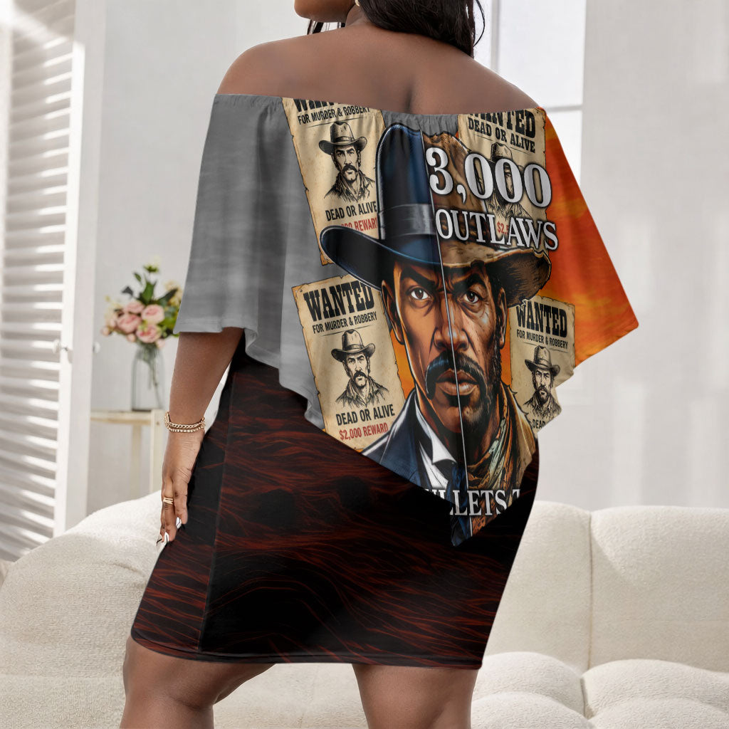 Bass Reeves Off Shoulder Short Dress Vintage Black Cowboy Old West Lawman