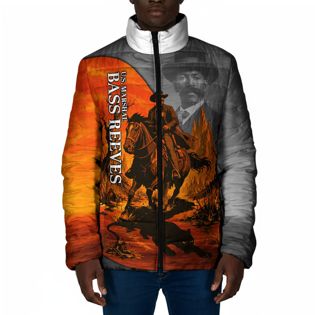 Bass Reeves Padded Jacket Vintage Black Cowboy Old West Lawman