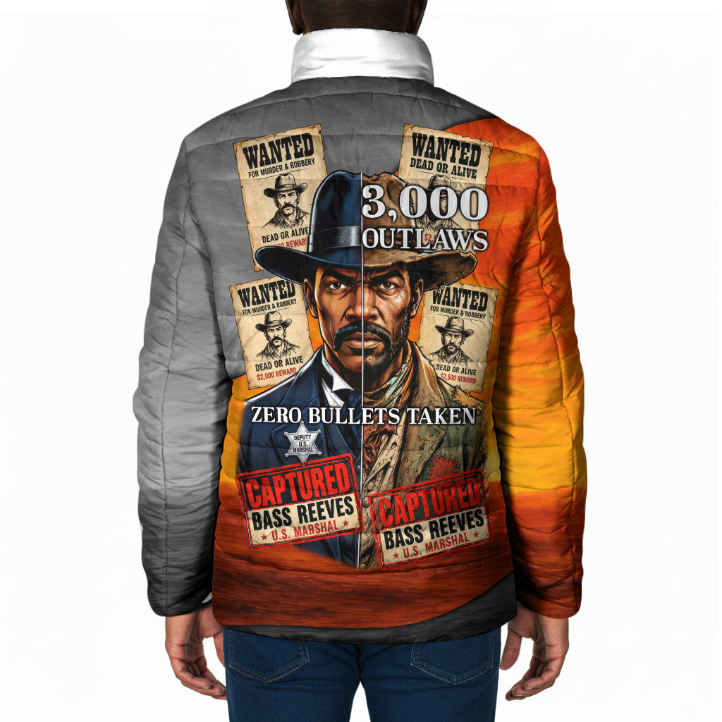 Bass Reeves Padded Jacket Vintage Black Cowboy Old West Lawman