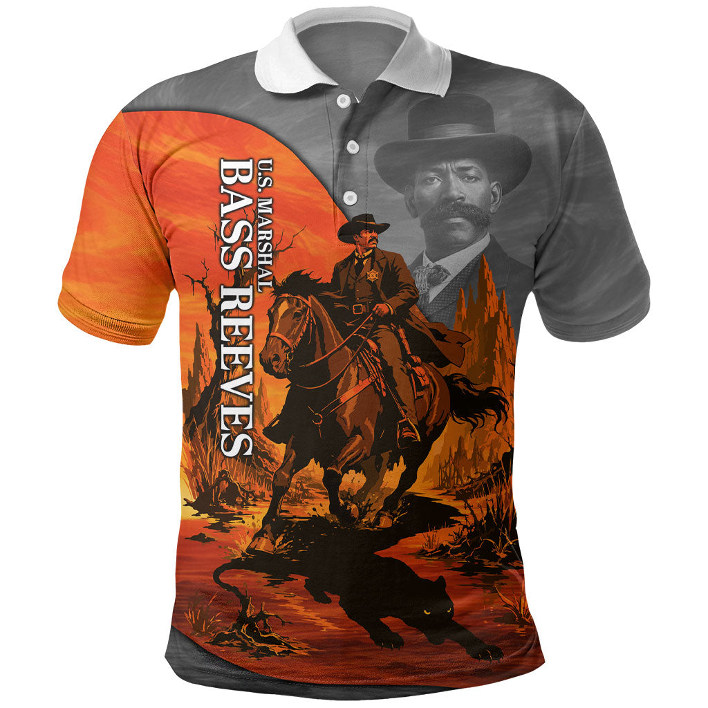 Bass Reeves Polo Shirt Vintage Black Cowboy Old West Lawman