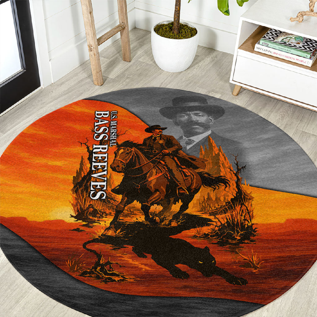 Bass Reeves Round Carpet Vintage Black Cowboy Old West Lawman