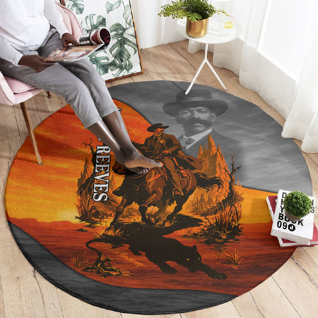 Bass Reeves Round Carpet Vintage Black Cowboy Old West Lawman