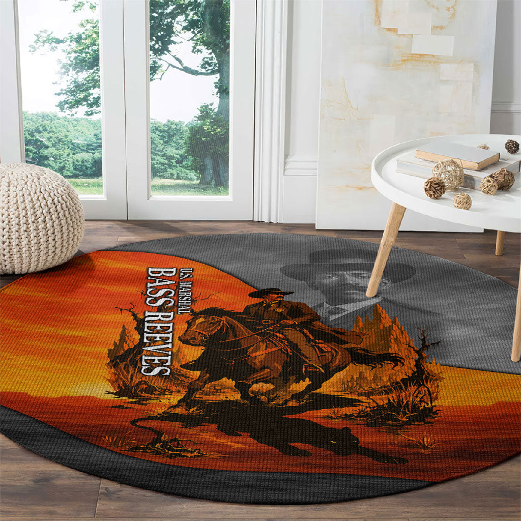 Bass Reeves Round Carpet Vintage Black Cowboy Old West Lawman