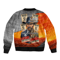 Bass Reeves Sleeve Zip Bomber Jacket Vintage Black Cowboy Old West Lawman