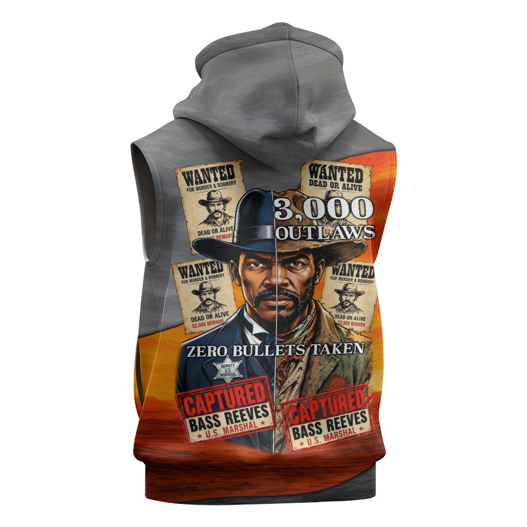 Bass Reeves Sleeveless Hoodie Vintage Black Cowboy Old West Lawman