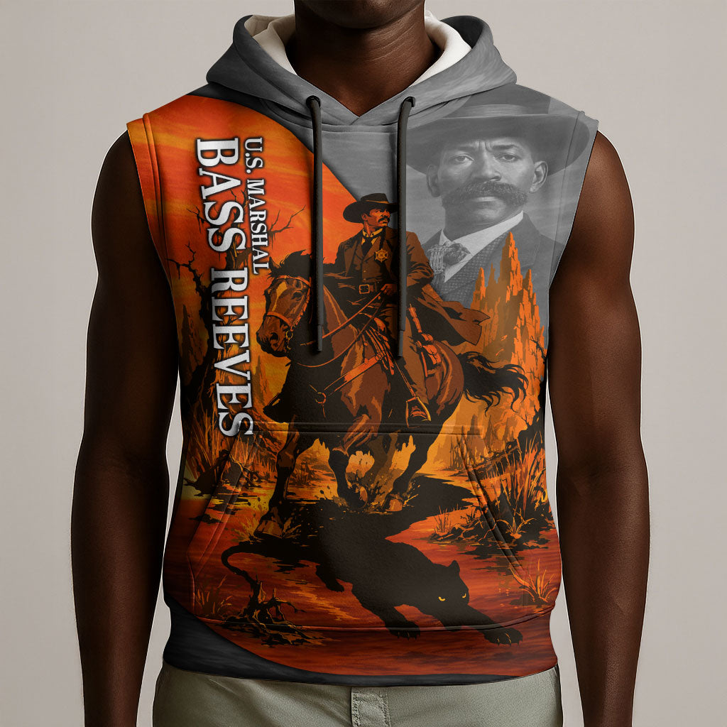 Bass Reeves Sleeveless Hoodie Vintage Black Cowboy Old West Lawman
