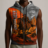 Bass Reeves Sleeveless Zip Hoodie Vintage Black Cowboy Old West Lawman