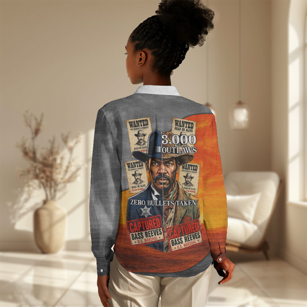 Bass Reeves Women Casual Shirt Vintage Black Cowboy Old West Lawman