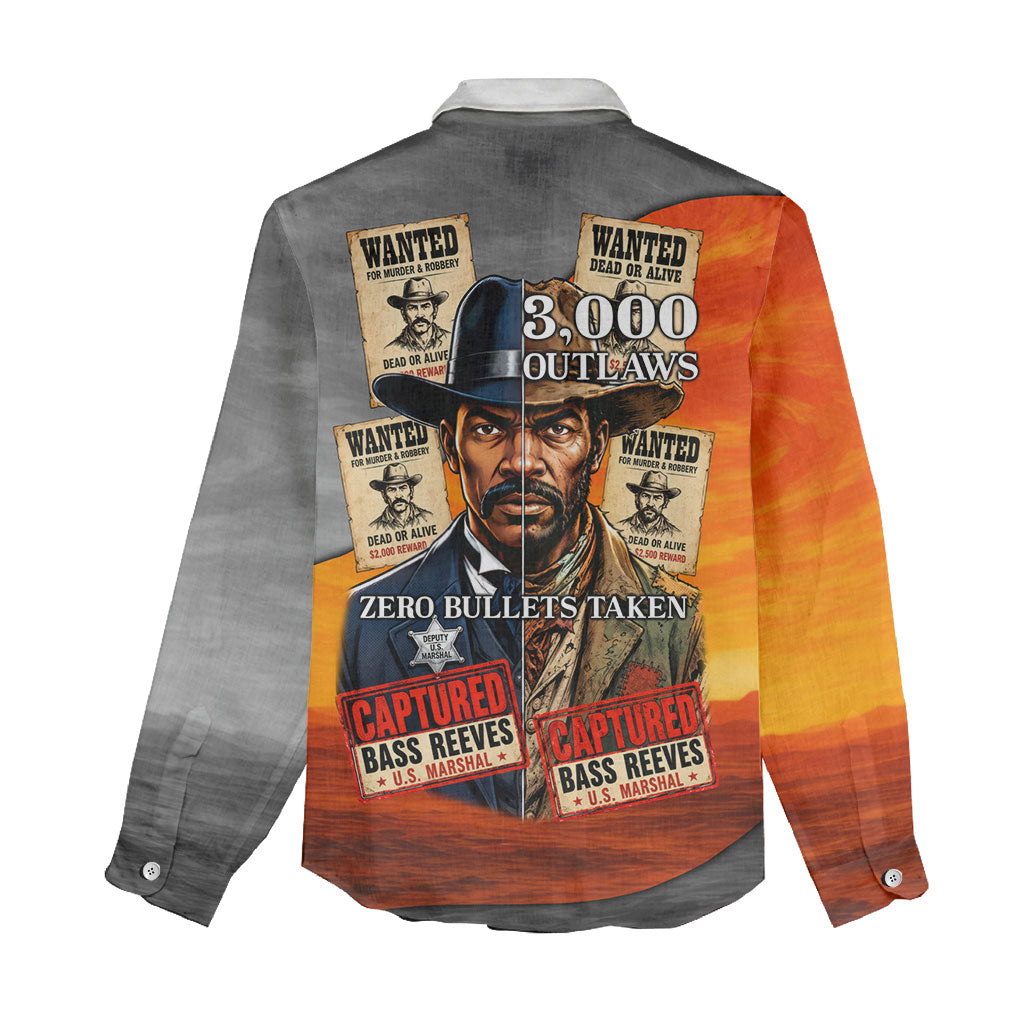 Bass Reeves Women Casual Shirt Vintage Black Cowboy Old West Lawman