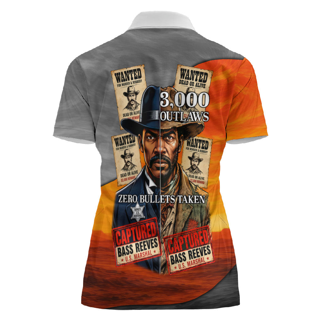 Bass Reeves Women Polo Shirt Vintage Black Cowboy Old West Lawman