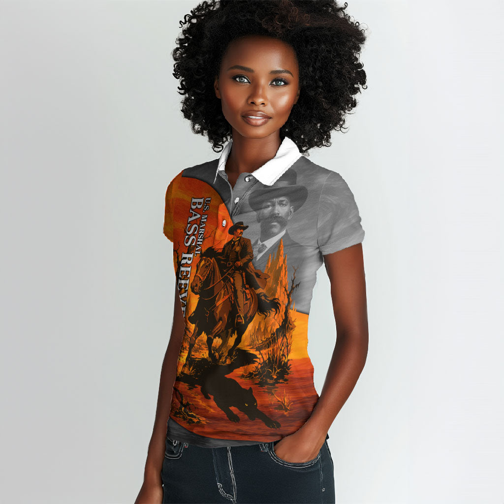 Bass Reeves Women Polo Shirt Vintage Black Cowboy Old West Lawman