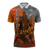Bass Reeves Zipper Polo Shirt Vintage Black Cowboy Old West Lawman