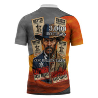 Bass Reeves Zipper Polo Shirt Vintage Black Cowboy Old West Lawman