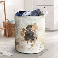 Bass Reeves Spirit Frontier Legend Laundry Basket African American Marshal Horse Riding Western Watercolor