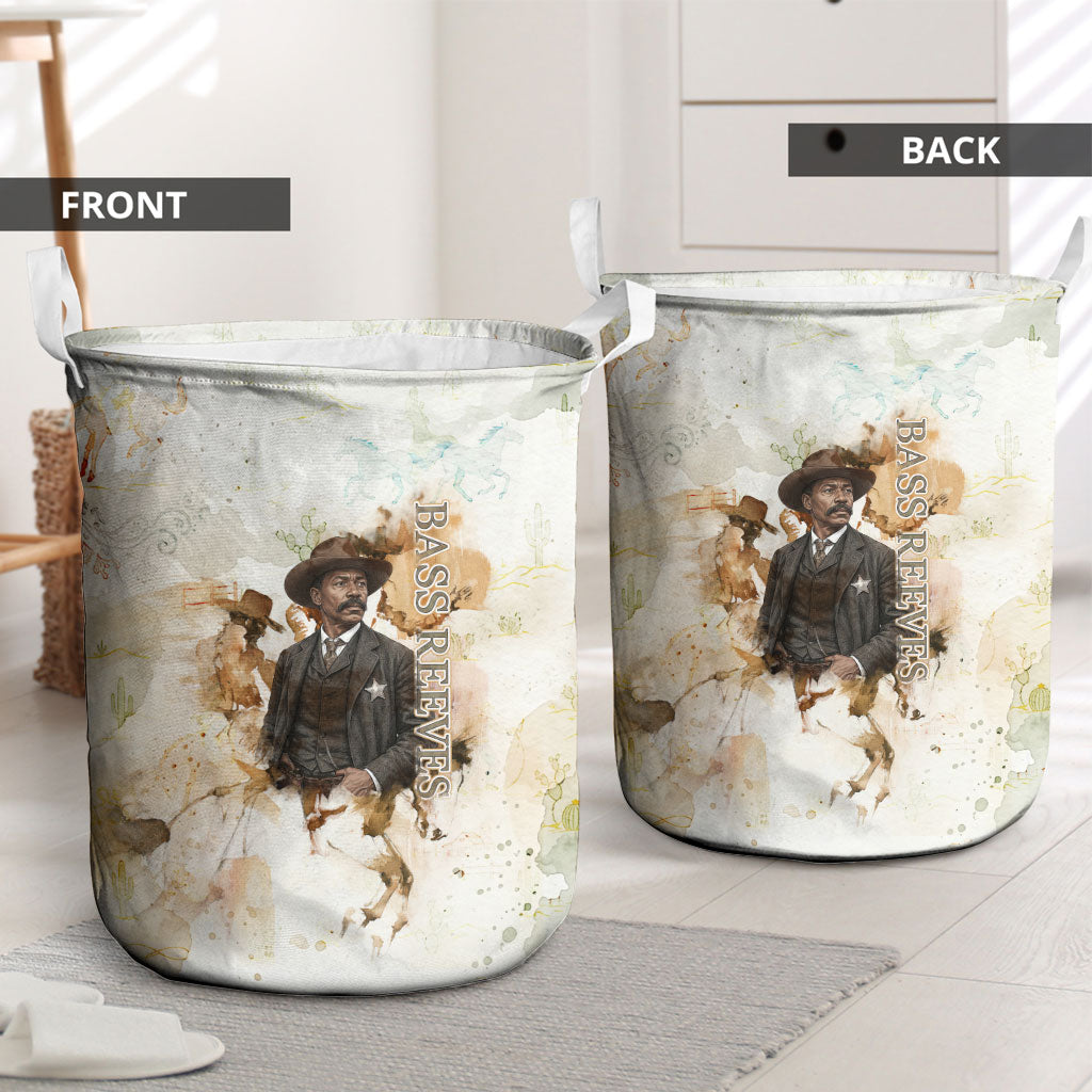 Bass Reeves Spirit Frontier Legend Laundry Basket African American Marshal Horse Riding Western Watercolor