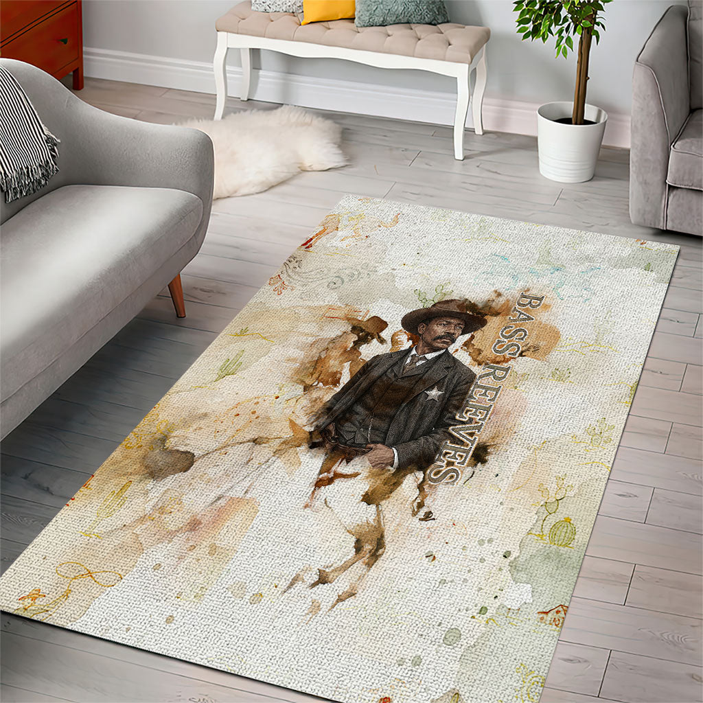 Bass Reeves Spirit Frontier Legend Area Rug African American Marshal Horse Riding Western Watercolor