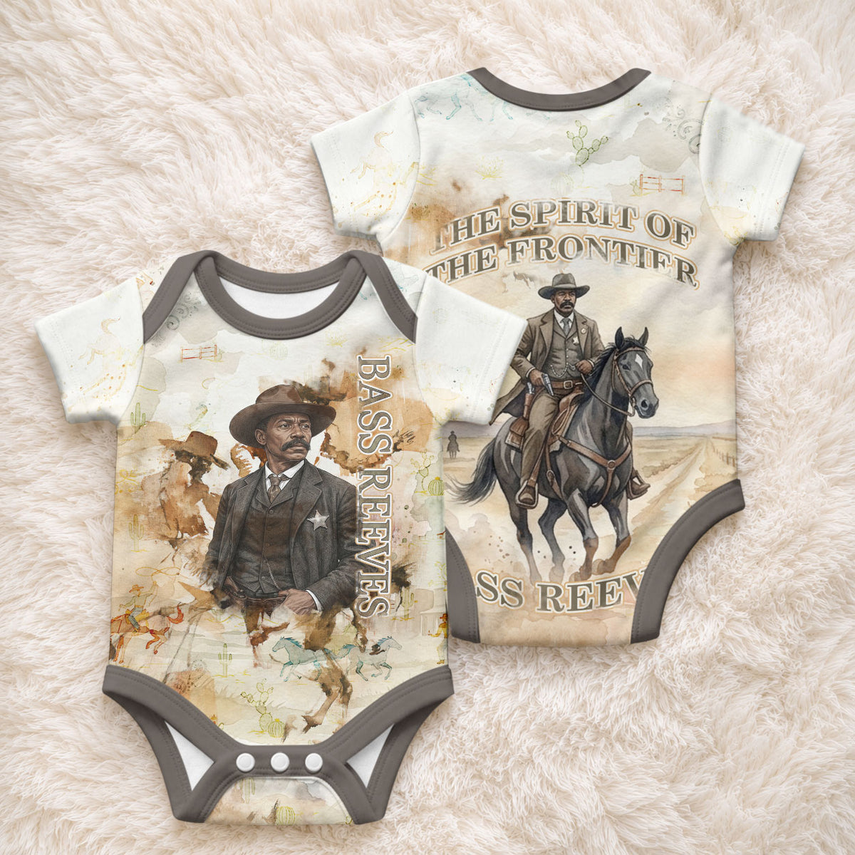 Bass Reeves Spirit Frontier Legend Baby Onesie African American Marshal Horse Riding Western Watercolor