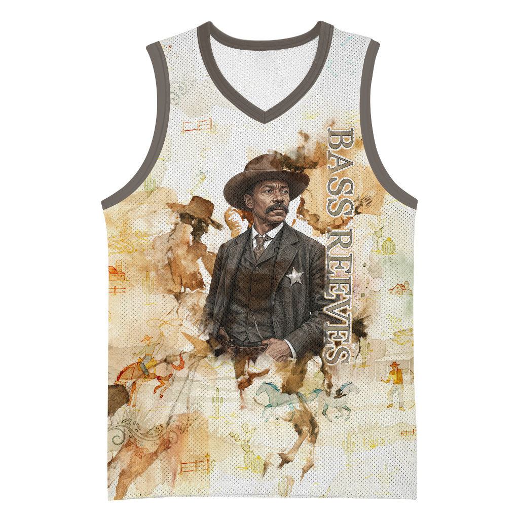 Bass Reeves Spirit Frontier Legend Basketball Jersey African American Marshal Horse Riding Western Watercolor