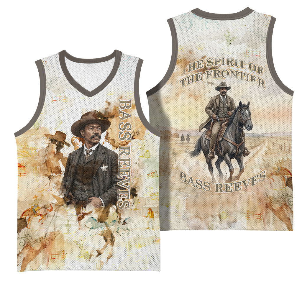 Bass Reeves Spirit Frontier Legend Basketball Jersey African American Marshal Horse Riding Western Watercolor