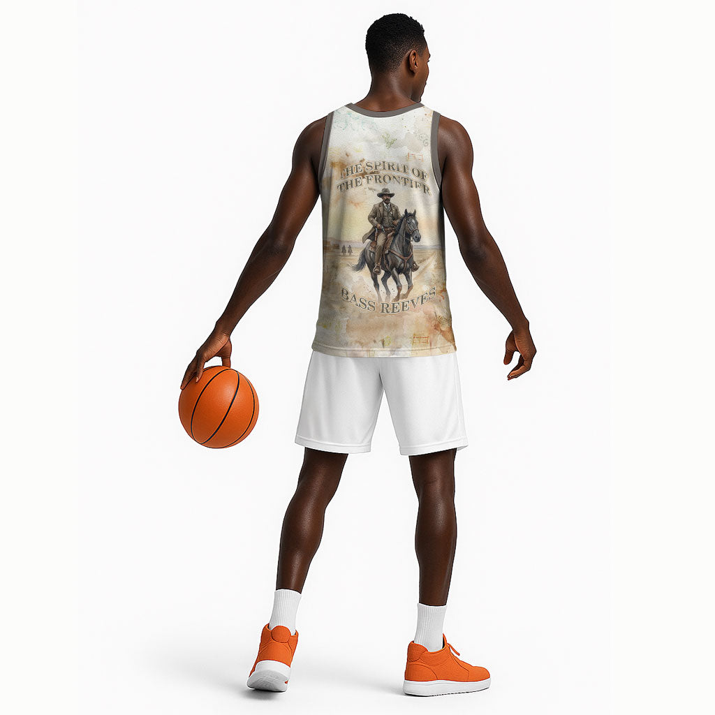 Bass Reeves Spirit Frontier Legend Basketball Jersey African American Marshal Horse Riding Western Watercolor
