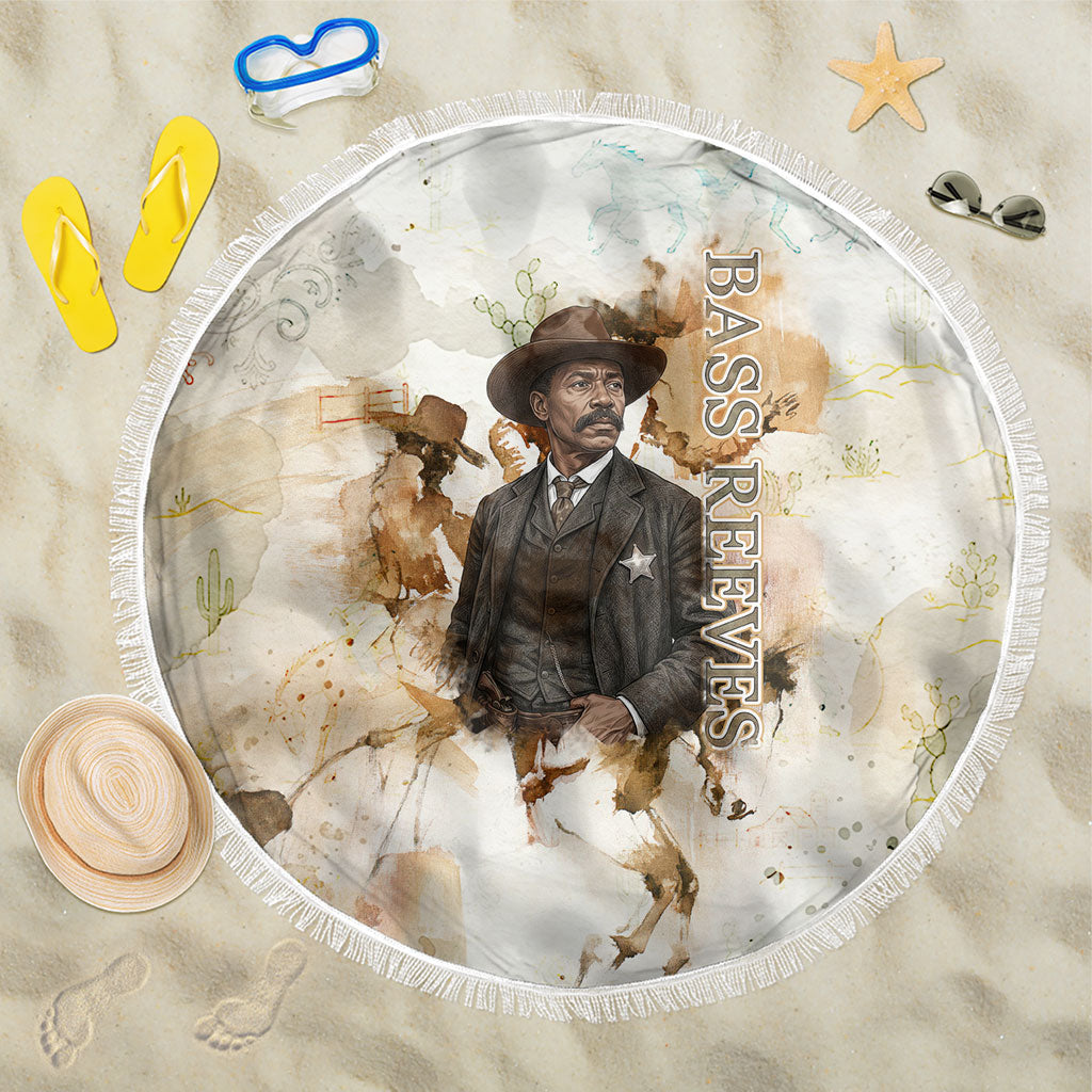 Bass Reeves Spirit Frontier Legend Beach Blanket African American Marshal Horse Riding Western Watercolor