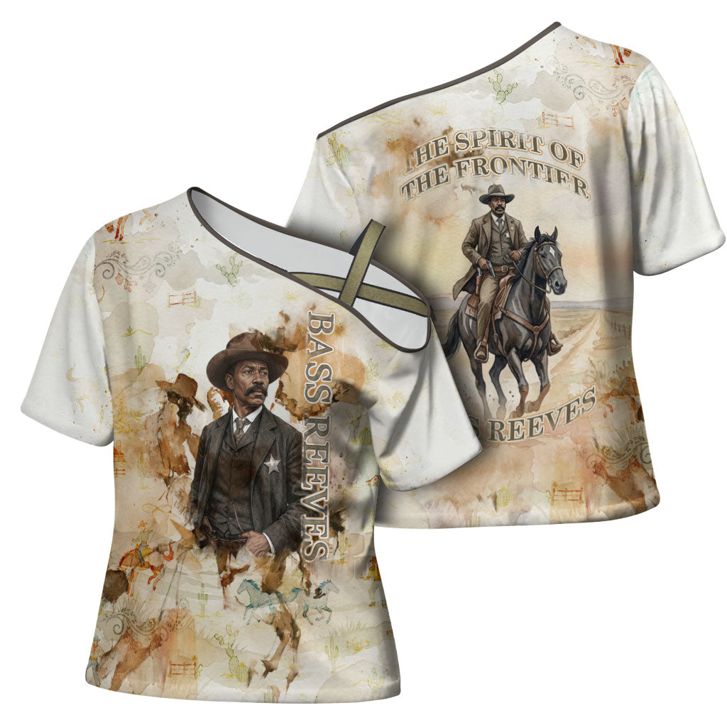 Bass Reeves Spirit Frontier Legend Cross Shoulder Shirt African American Marshal Horse Riding Western Watercolor