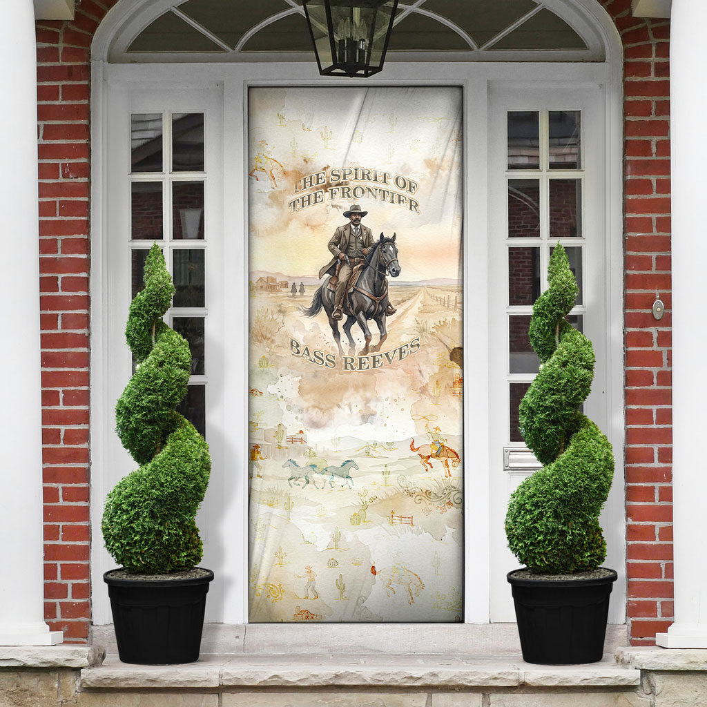 Bass Reeves Spirit Frontier Legend Door Cover African American Marshal Horse Riding Western Watercolor