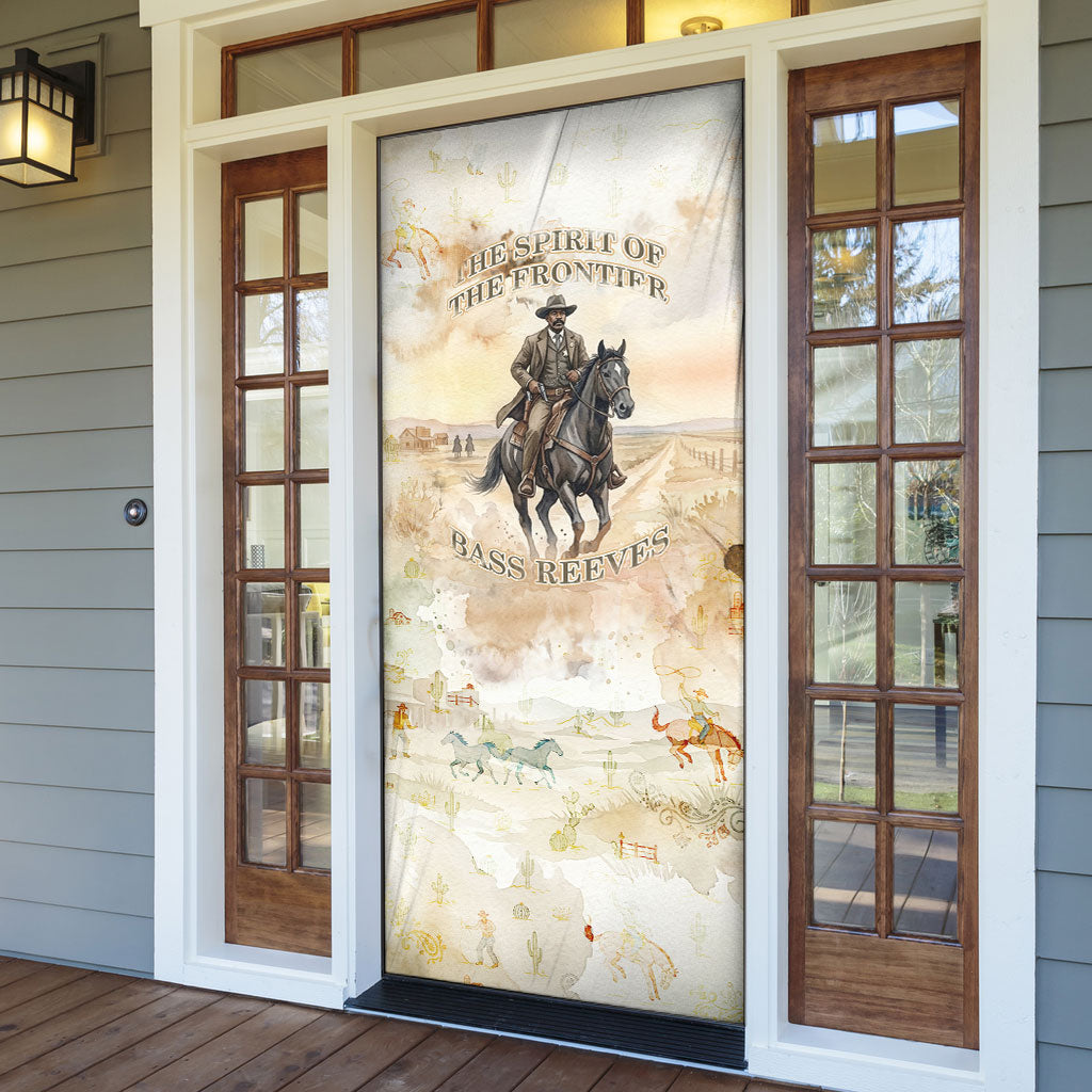 Bass Reeves Spirit Frontier Legend Door Cover African American Marshal Horse Riding Western Watercolor
