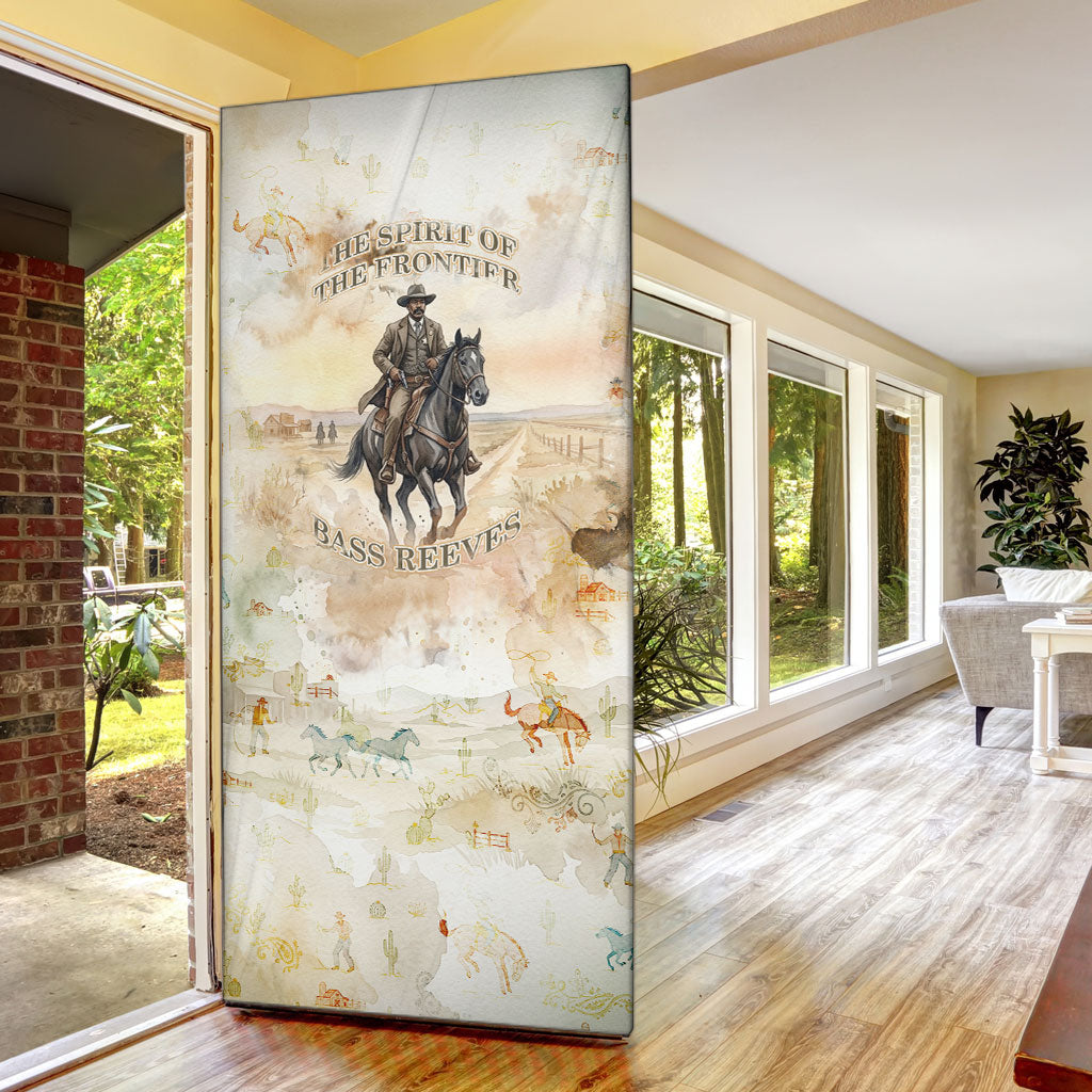 Bass Reeves Spirit Frontier Legend Door Cover African American Marshal Horse Riding Western Watercolor