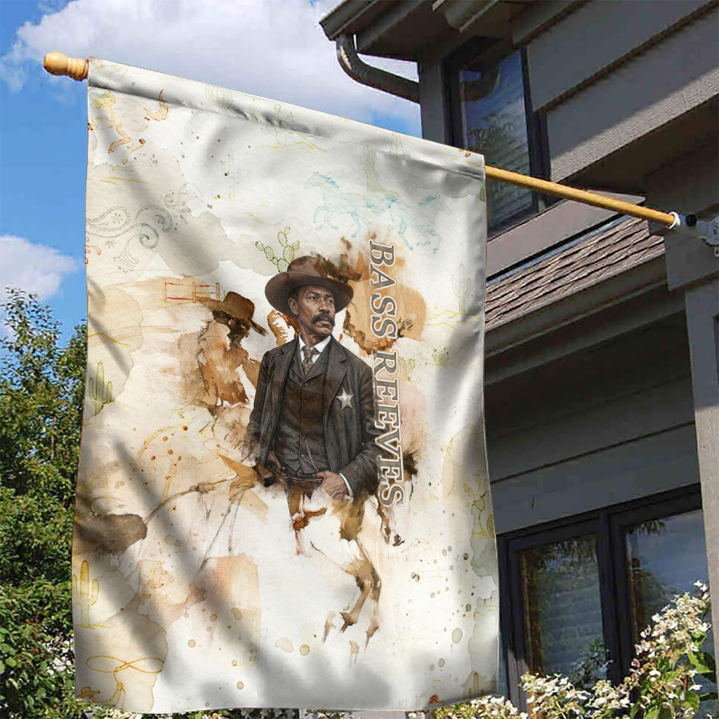 Bass Reeves Spirit Frontier Legend Garden Flag African American Marshal Horse Riding Western Watercolor