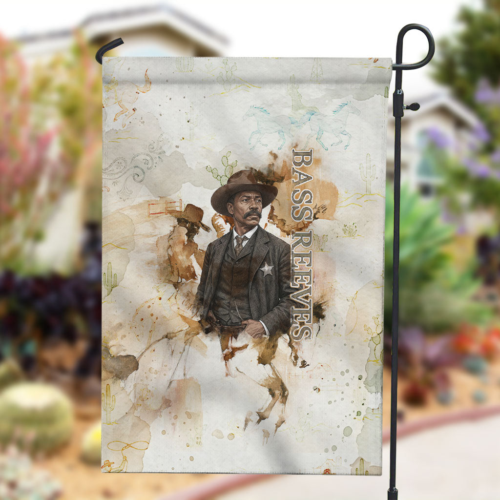 Bass Reeves Spirit Frontier Legend Garden Flag African American Marshal Horse Riding Western Watercolor
