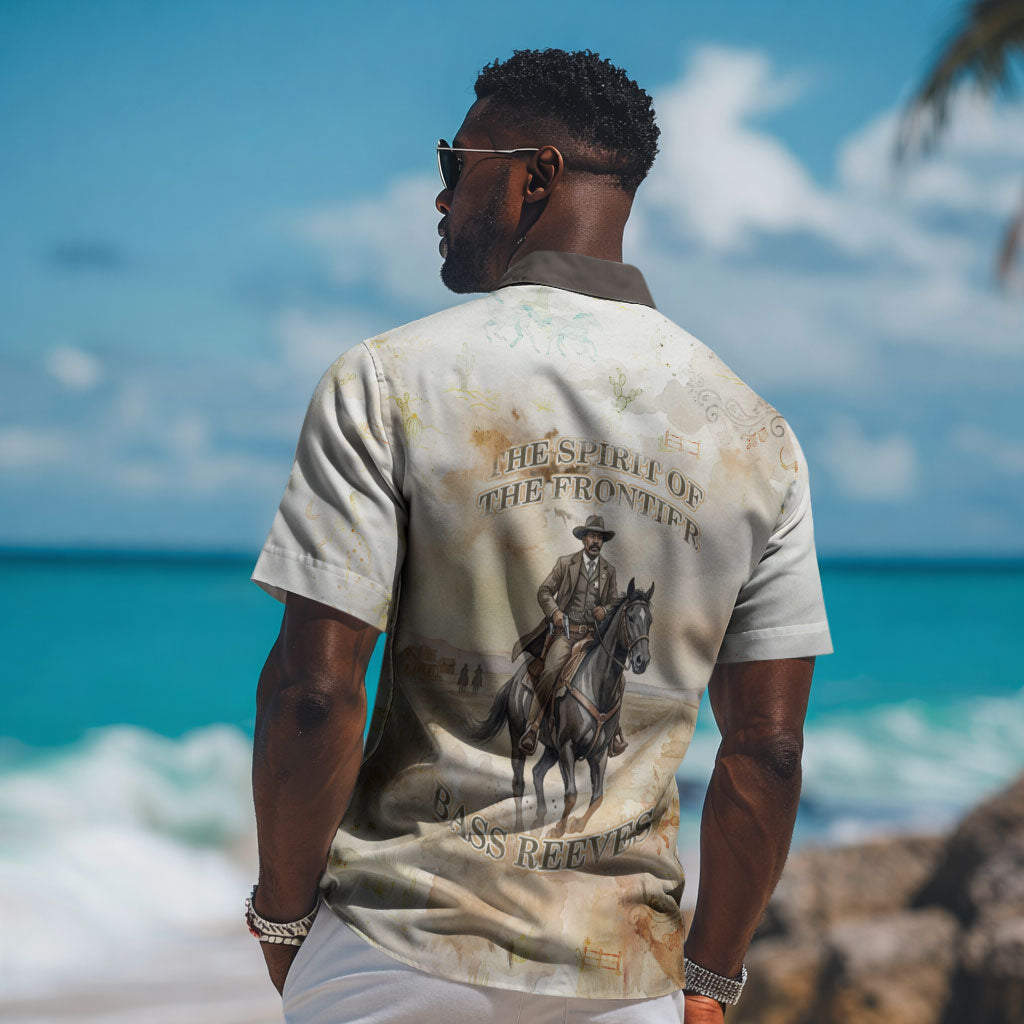 Bass Reeves Spirit Frontier Legend Hawaiian Shirt African American Marshal Horse Riding Western Watercolor
