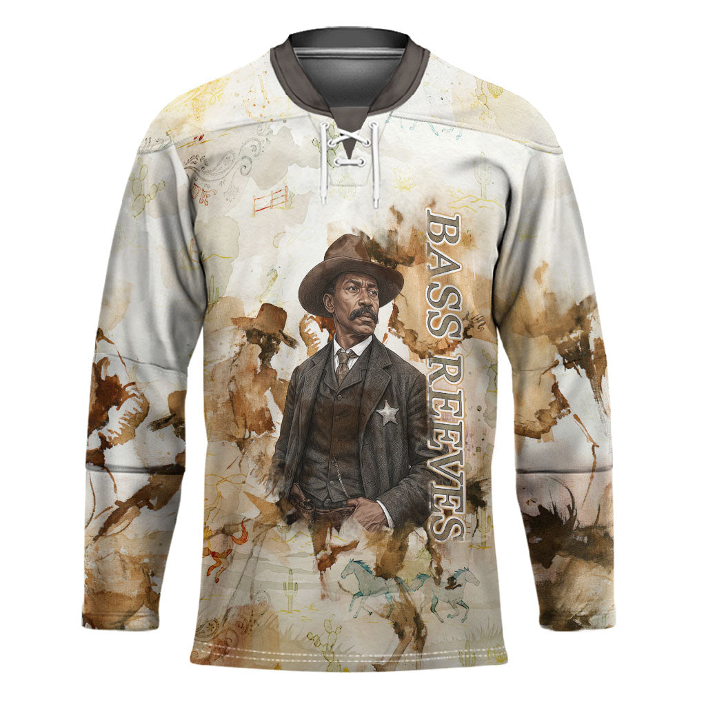 Bass Reeves Spirit Frontier Legend Hockey Jersey African American Marshal Horse Riding Western Watercolor