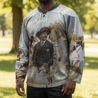 Bass Reeves Spirit Frontier Legend Hockey Jersey African American Marshal Horse Riding Western Watercolor