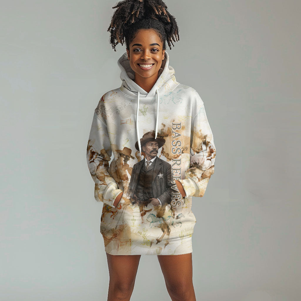 Bass Reeves Spirit Frontier Legend Hoodie Dress African American Marshal Horse Riding Western Watercolor