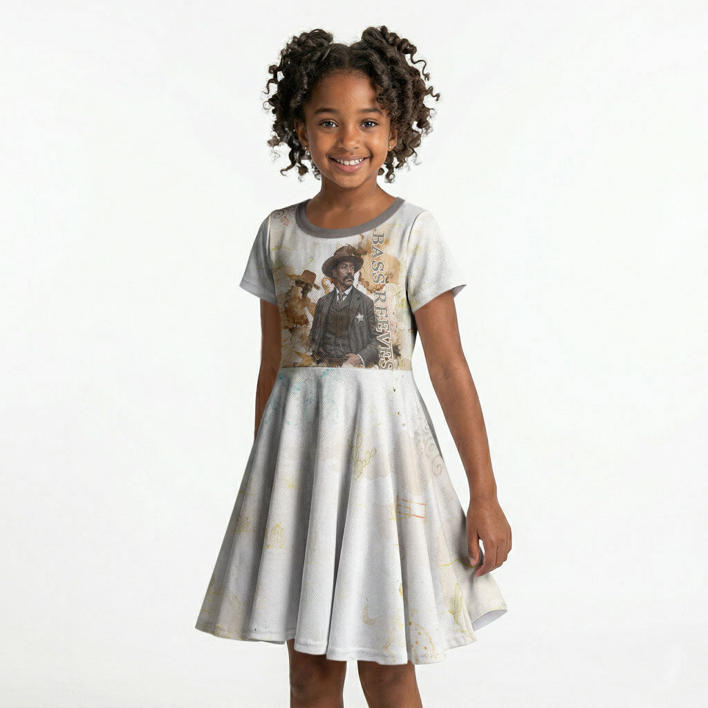 Bass Reeves Spirit Frontier Legend Kid Short Sleeve Dress African American Marshal Horse Riding Western Watercolor